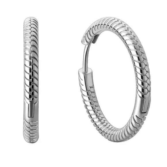 ◾️925 Sterling Silver Round Hoop Earrings - Picture 4 of 8